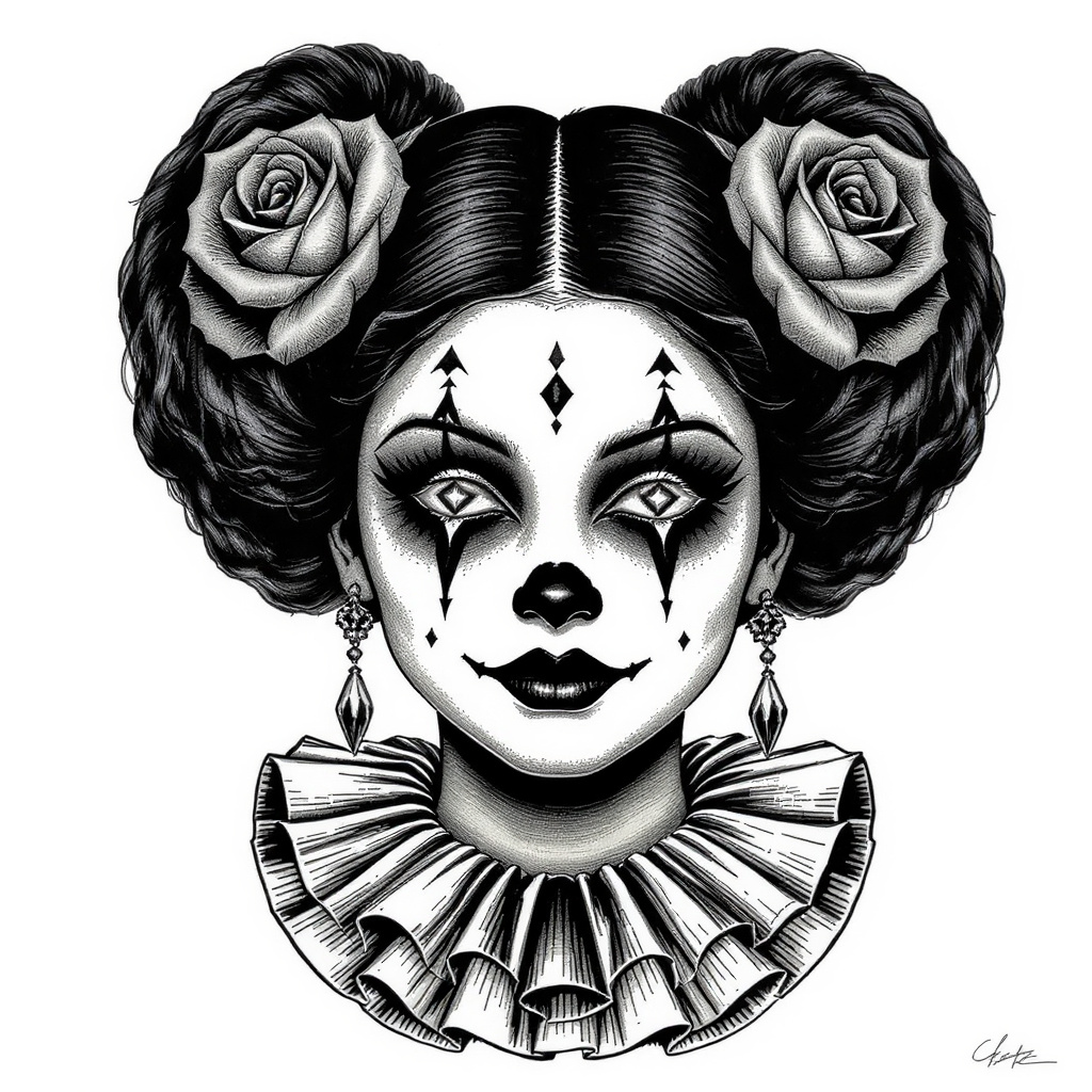 Full face symmetrical composition