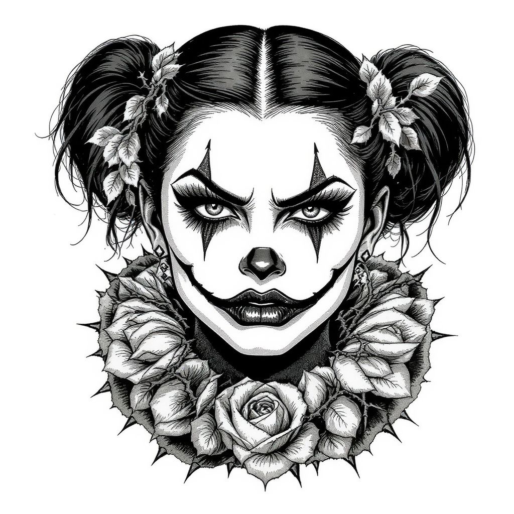 Fierce expression with thorny collar