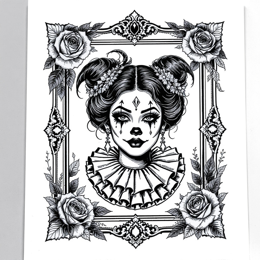 Vintage frame with corner roses