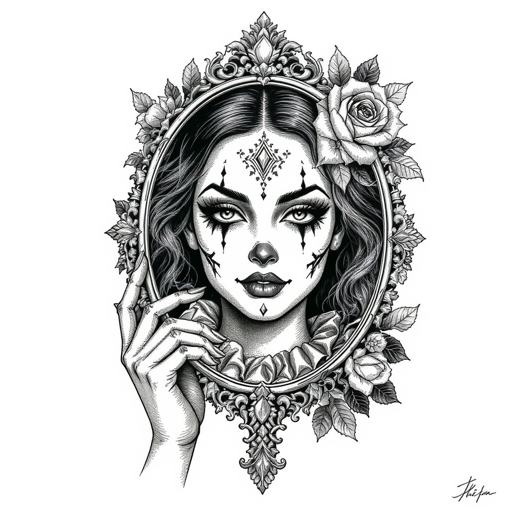 Mirror reflection with roses