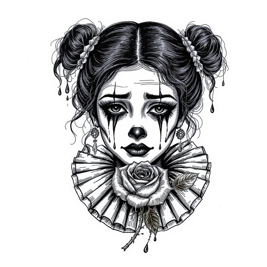 Weeping payasa with wilting rose