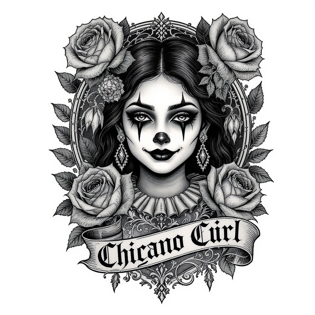 Full composition roses and script