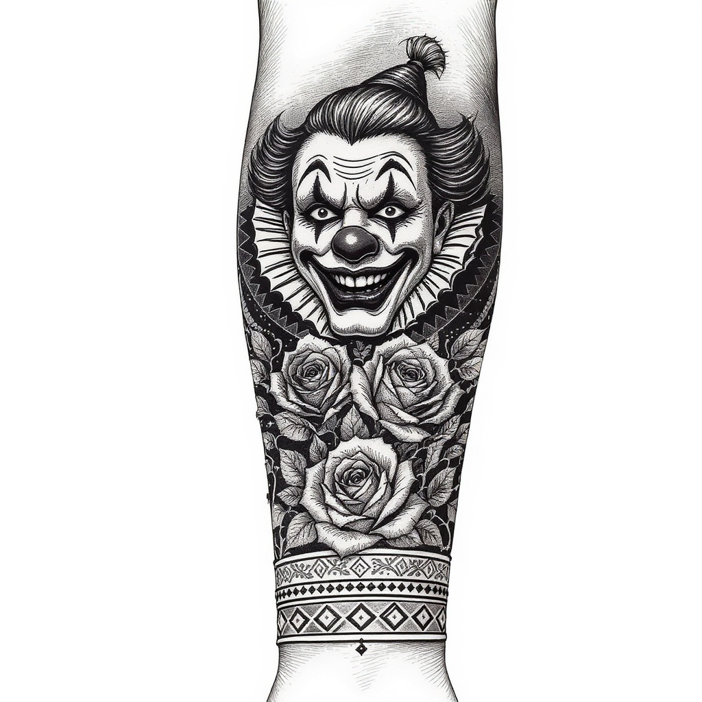 Forearm half sleeve geometric border