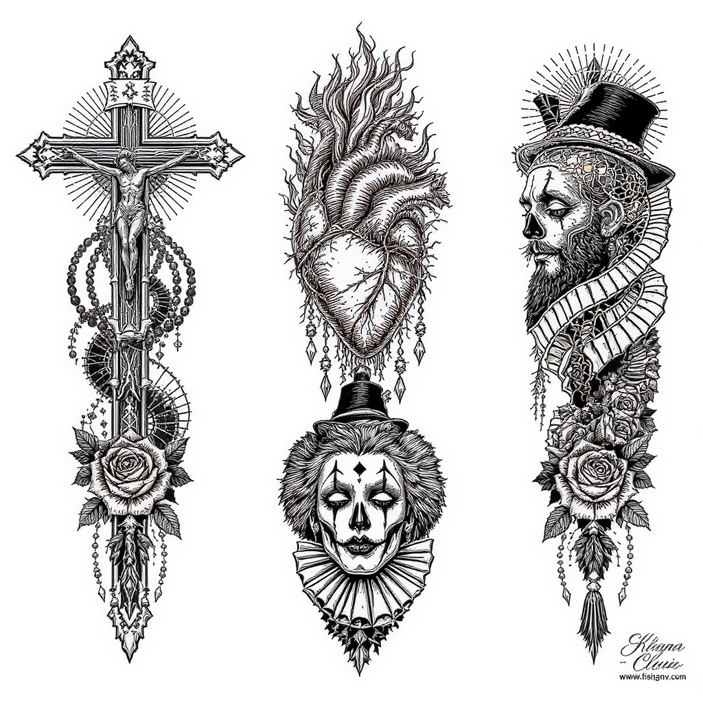 Cross and sacred heart