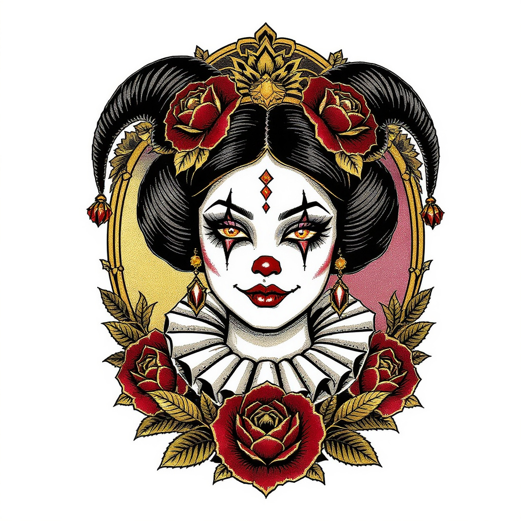 Neo-Tradicional style Chicano tattoo example